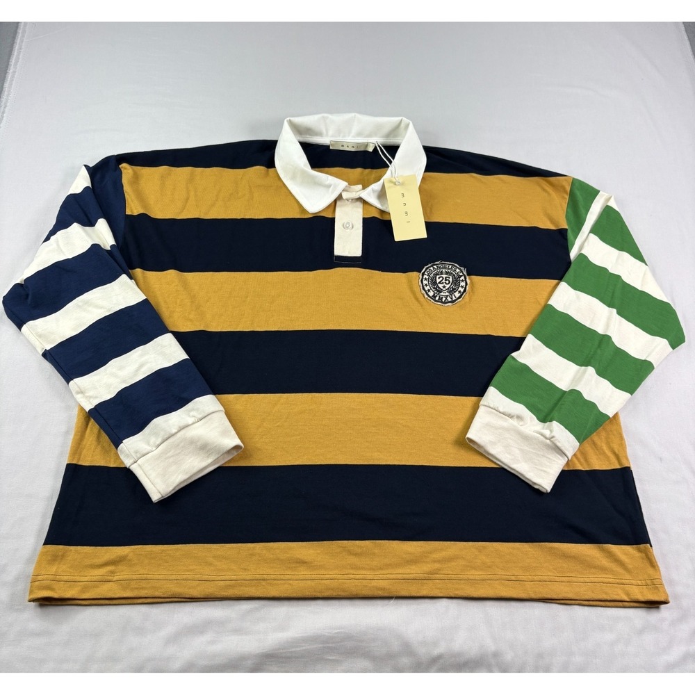 MNML Rugby Shirt Mens XL Long Sleeve Multicolored Striped NEW